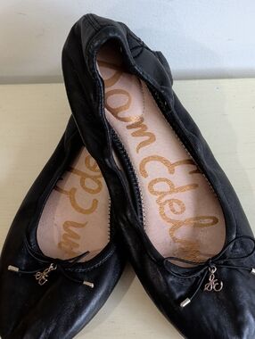 Sam Edelman Black Leather Ballet Flats Size 8.5